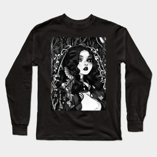 Mystical Monochrome: Explore the Mysteries of the Universe with Our Mesmerizing Black and White Art Collection Long Sleeve T-Shirt